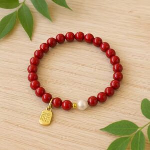 D95 Bead Bracelet: Vermilion Mantra Blessing
